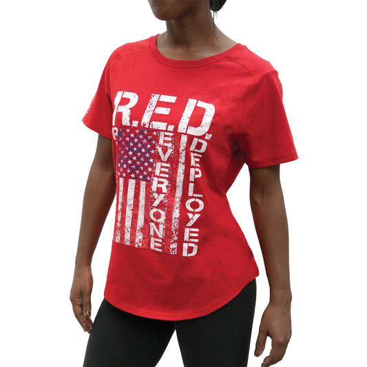 Womens R.E.D. (Remember Everyone Deployed) T-Shirt - Red