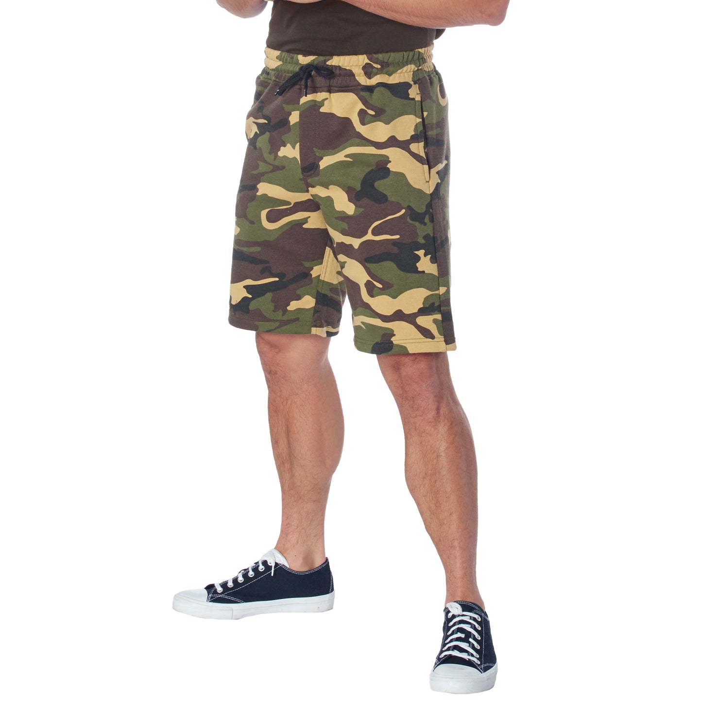 Camo And Solid Color Sweatshorts