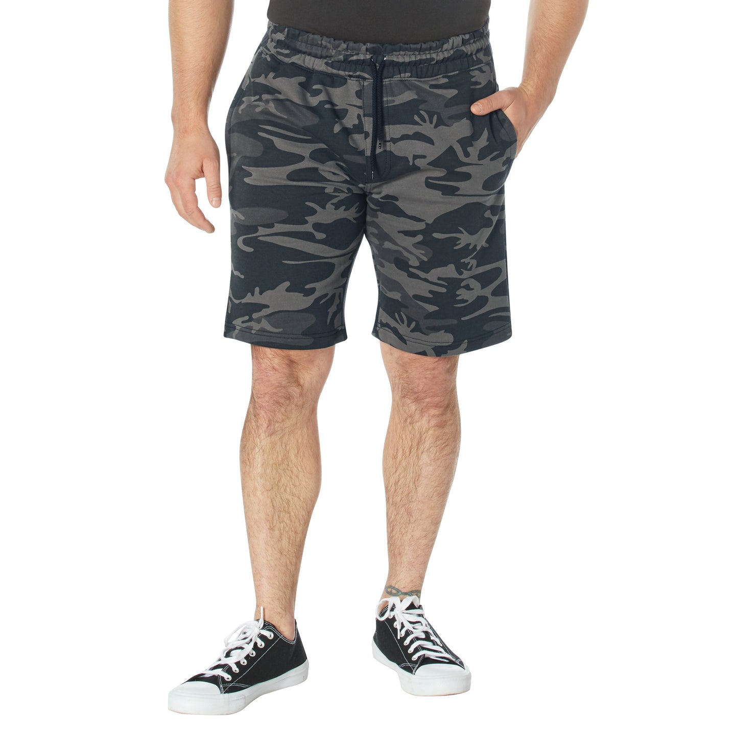 Camo And Solid Color Sweatshorts