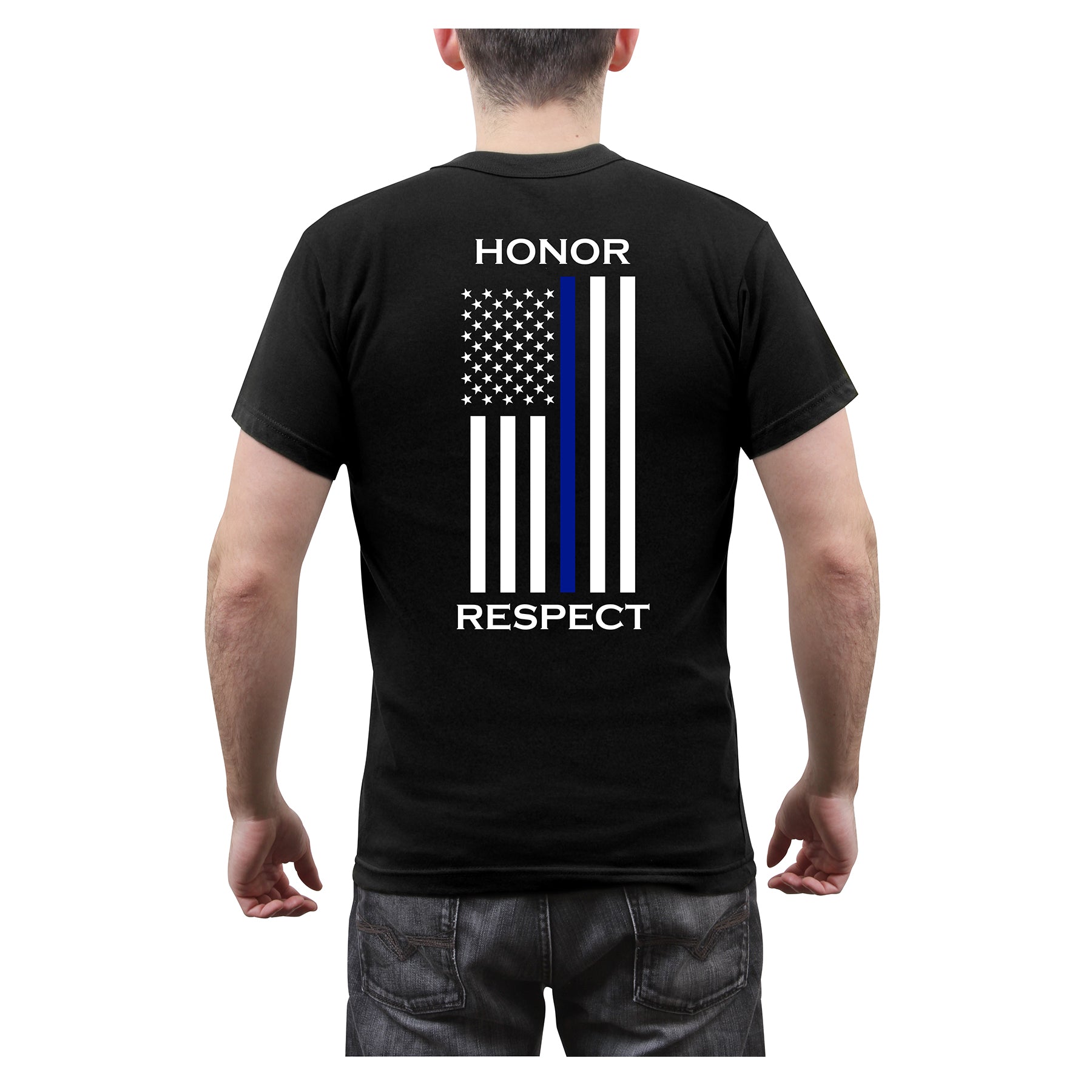 Honor And Respect 2 Sided Thin Blue Line Flag T Shirt Black Army