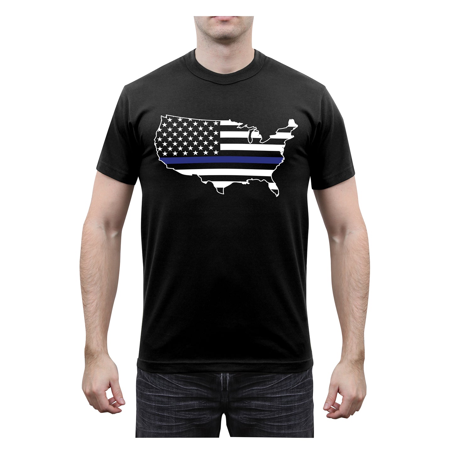 Thin Blue Line America Map T-Shirt