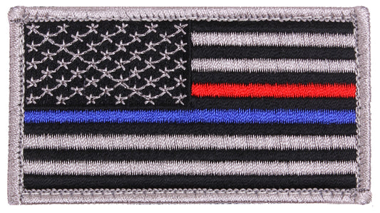 Thin Blue Line / Thin Red Line US Flag Patch - Hook Back