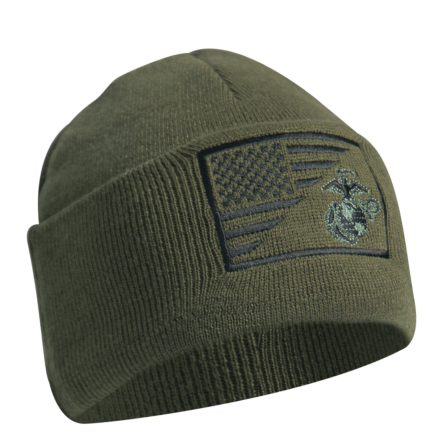 USMC Eagle, Globe and Anchor / US Flag Deluxe Fine Knit Watch Cap