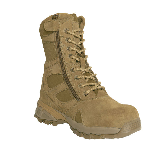 Forced Entry Composite Toe AR 670-1 Coyote Brown Side Zip Tactical Boot - 8 Inch