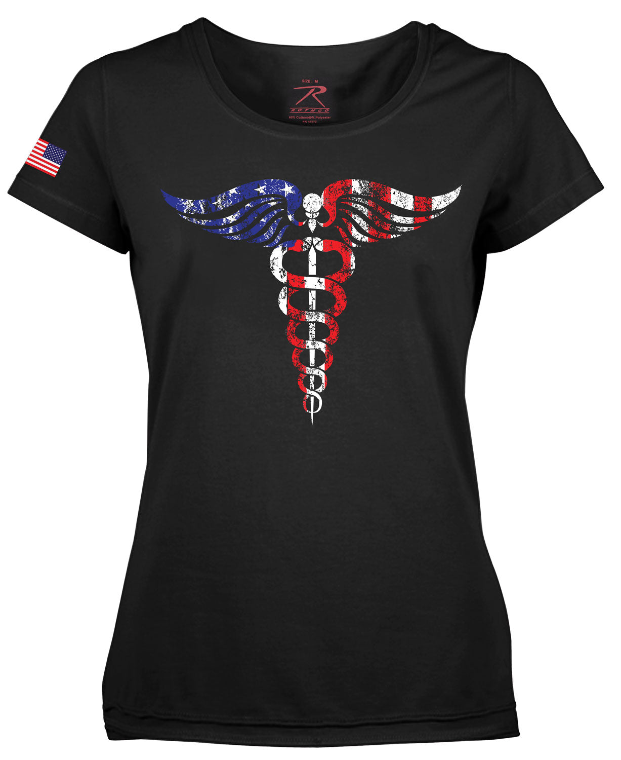 Women Medical Symbol (Caduceus) Long Length T-Shirt - Black