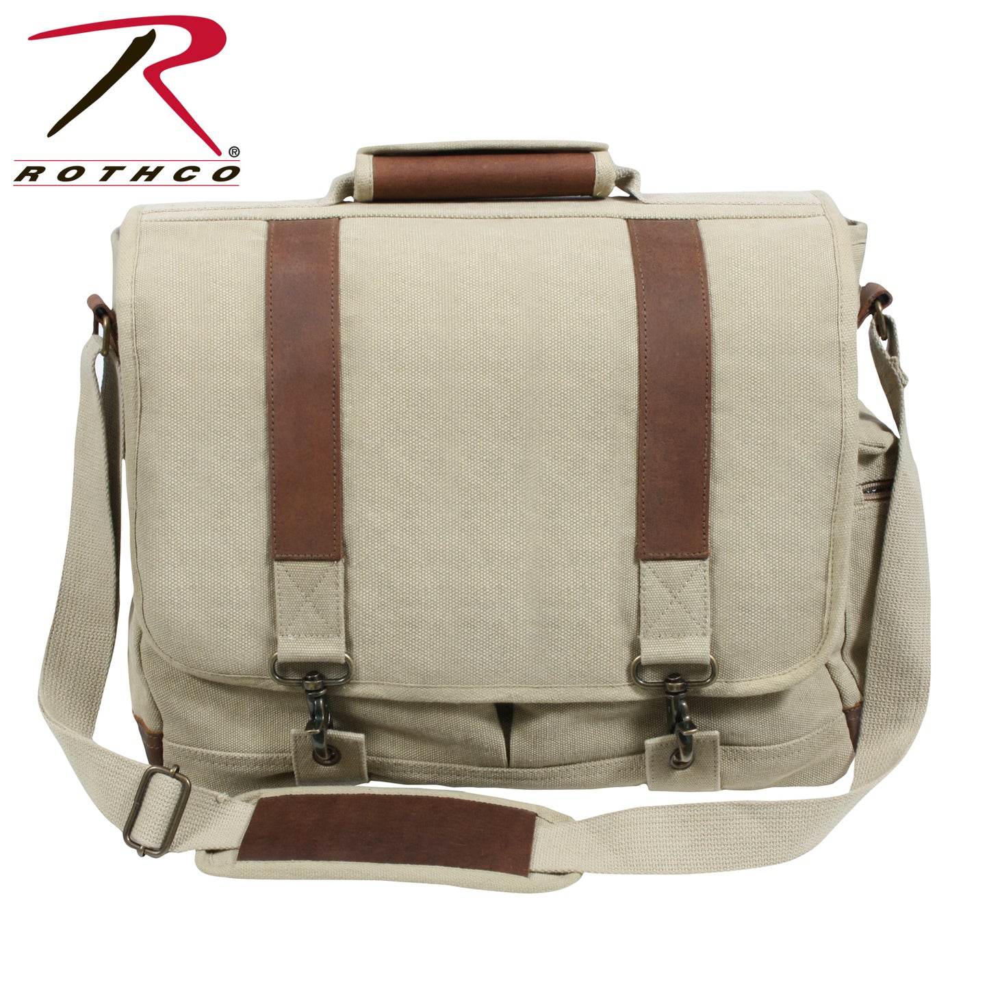 Vintage Canvas Pathfinder Laptop Bag With Leather Accents