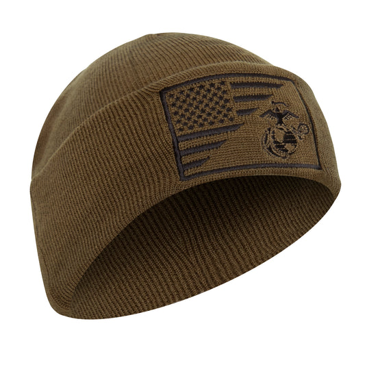 USMC Eagle, Globe and Anchor / US Flag Deluxe Fine Knit Watch Cap